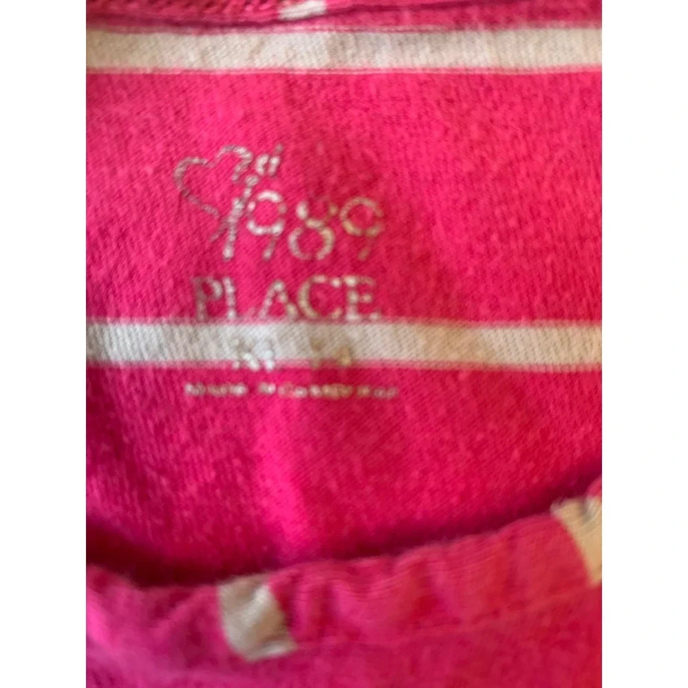 The Children's Place Girls Pink Striped Sequin Peace Sign T-Shirt Size XL 14